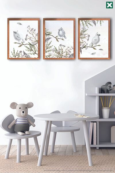 TABLOX Set de pictură modernă din MDF cu aspect de cadru din 3 piese, cu tema...