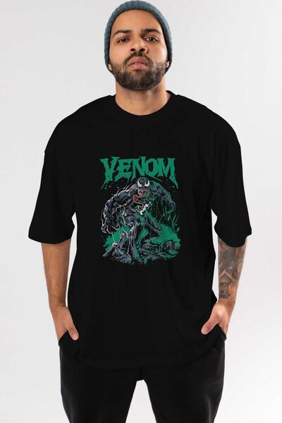 Ankhises Tricou oversize negru cu imprimeu în față Venom (3) - Bărbați și fem...