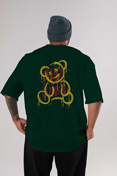 Ankhises Zero Hug Bear Back Štampano Emerald Green Oversize kroj T-shirt Mušk...