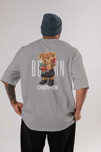 Ankhises Teddy Bear Champion Πίσω εμπριμέ μαύρο μπλουζάκι υπερμεγέθη Unisex Ανδρικό γυναικείο λαιμόκοψη