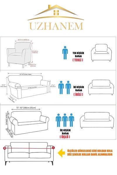 uzhanem Калъф за диван от ликра - 3 2 1 1 Модел Домашен текстилен продукт