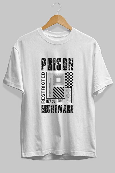 Ankhises Prison Nightmare Front Štampano Bela Oversize kroj T-shirt Unisex Mu...