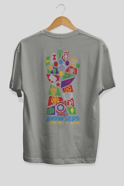 Ankhises Tricou oversize din bumbac, gri Avengers - Gât crew, bărbați și femei
