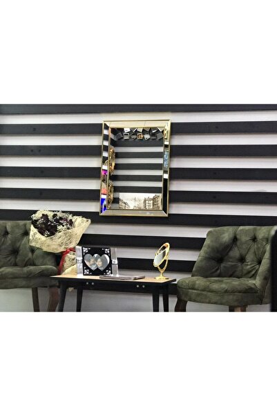 Özcam Ayna Ve Çerçeve Tekli Dekoratif Duvar Salon Ofis Çerçeveli Ayna Altın 5...
