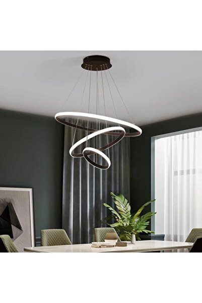 Sanctum Senna Oturma Odası Salon Yatak Odası Siyah 3lü Beyaz Ledli Avize