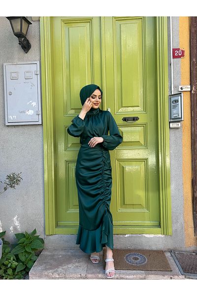 Tarzım Tuba Fish Satin Mobile Belt Dress