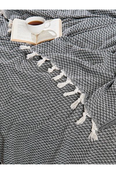 Suvida Anthracite Geometric Patterned Double Cotton Pique