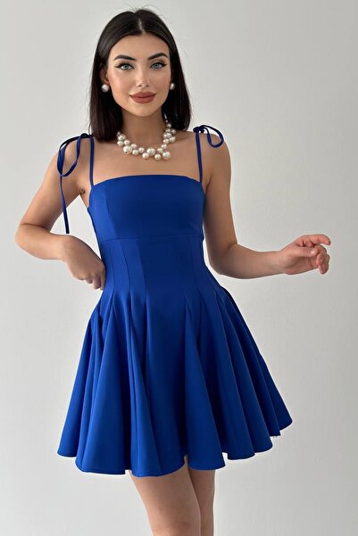 4S1B FASHION Saks Modrý límec bez ramínek Úzké večerní šaty s vycpávkou – rozšířený střih princezny, Atlas Fabric 164