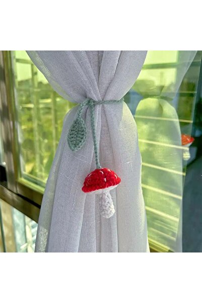 afralya home 2’li Amigurumi mantar, Çok amaçlı çocuk odası aksesuar perde süs...