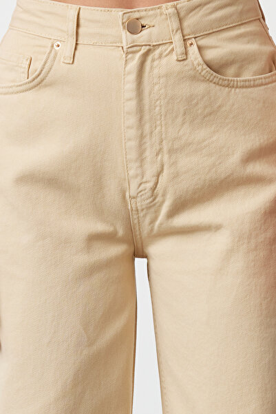 Trendyol Collection Beige High Waist Barrel Baggy Jeans Twoss23Je00295