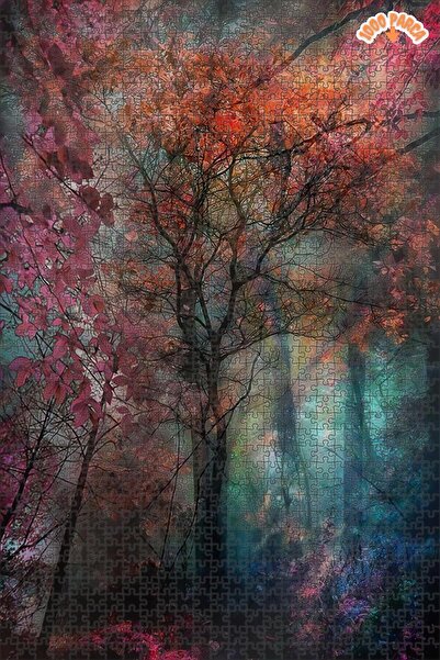 Teona Ahşap Rüya Ormanı Işıkları Dekoratif Çift Katlı Çerçeveli Asılabilir Ah...