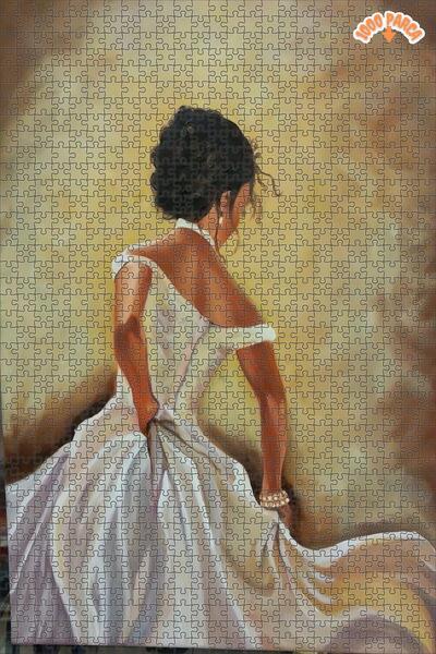 Teona Ahşap Beyaz Elbiseli Zarif Dönüş Dekoratif Çift Katlı Çerçeveli Asılabi...