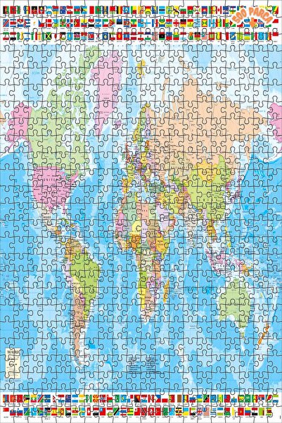 Teona Ahşap Dünya Renkleri Haritası Dekoratif Çift Katlı Çerçeveli Asılabilir...