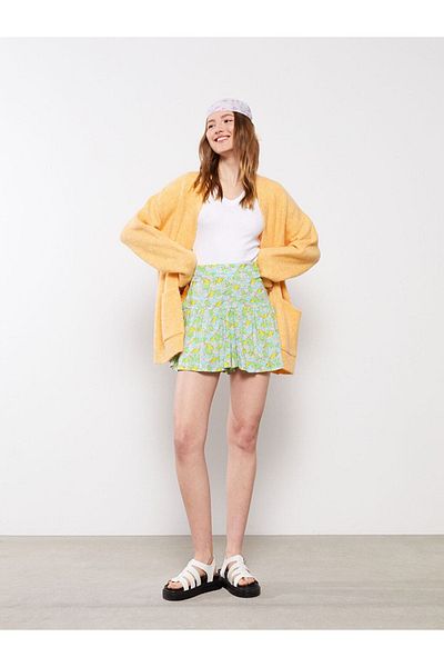 LC Waikiki XSIDE Patterned Viscose Women's Shorts Skirt with Elastic Waist