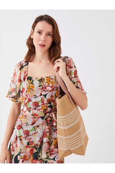 LC Waikiki Lcw Accessories Geantă de umăr de damă cu paie în dungi