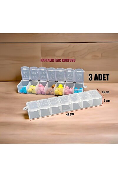 Turnberry 3 Adet Haftalık Günlük Ilaç Saklama Kutusu, 7 Günlük Ilaç Saklama Kabı