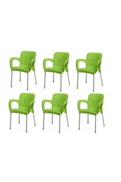 NetBazaars Plastik Sandalye 6 Adet Nobel Balkon Bahçe Kamp Mobilya (yeşil) Xö...