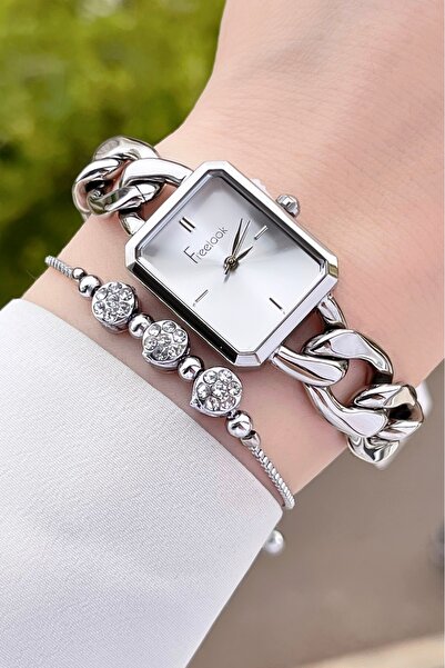 Freelook Gri Renk Ayarlanabilir Kordonlu 5 Atm Kadın Kol Saati Ve Bileklik Flgnct41