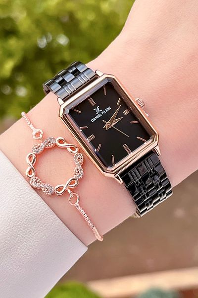 Daniel Klein Case Bronze Band Black Color Adjustable Band Women's Wrist Watch and Bracelet Dkgnct1190