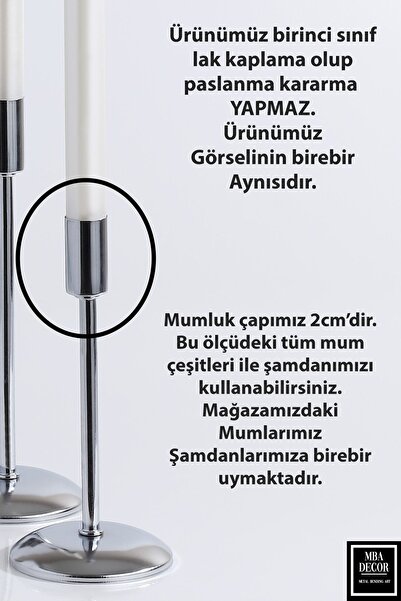 mba decor metal bending art 3'lü ( Üçlü ) Düz Ayak Gümüş Şamdan Mumluk Dekoratif Mumluk Ev Dekorasyon Paslanmaz