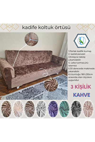 Uy Style Tekstil Βελούδινο σετ καναπέ και καναπέ 3 θέσεων - Κάλυμμα καναπέ-κρ...