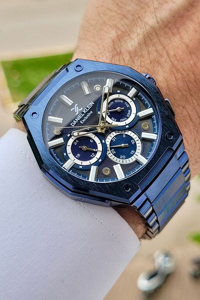 Daniel Klein Navy Blue Grey Color Adjustable Watchband Indicators Active Men's Wrist Watch Dkgnct1139