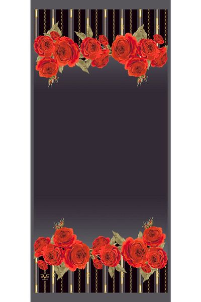 19V69 ITALIA Şal roşu antracit cu model floral Seria Pavia cu cuier eşarfă şi set cadou 90x200 cm