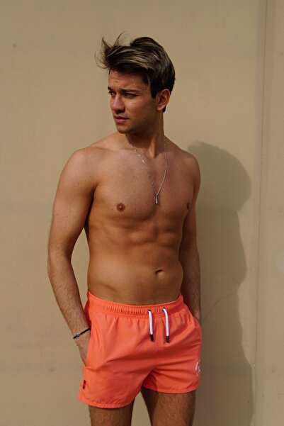 Miami Beach Erkek Somon Düz Renk Iki Yan Cepli Mini Boy Mayo Deniz Şortu