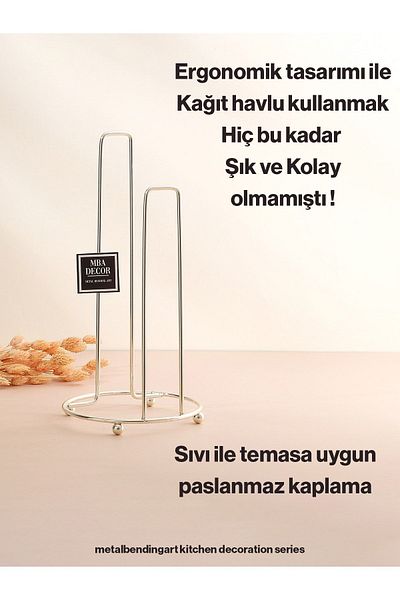 mba decor metal bending art Suport pentru prosoape de hârtie argintiu Design ergonomic Accesoriu pentru vesela de bucătărie modernă Suport pentru șervețele cu finisaj inoxidabil