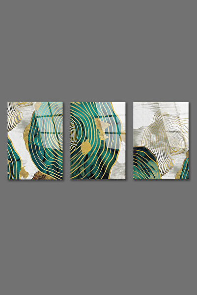 BV DEKOR ΓΥΑΛΙΝΟΣ ΠΙΝΑΚΑΣ ΤΡΙΩΝ ΤΕΜΑΧΙΩΝ ΜΕ ΓΕΩΜΕΤΡΙΚΟ ΣΧΕΔΙΟ - ΤΡΙΠΛΟΣ ΠΙΝΑΚ...