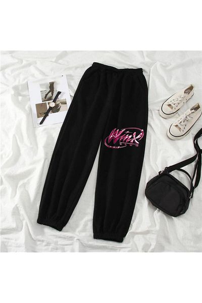 Touz Moda Winx Club Printed Oversize Unisex Black Sweatpants