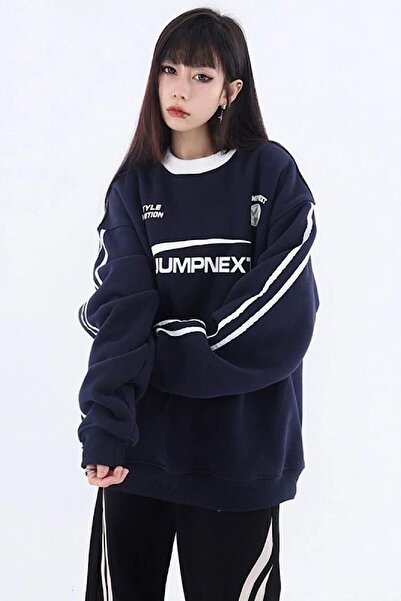 Köstebek Jumpnext Retro Navy Blue Unisex Sweatshirt - NEFİGO