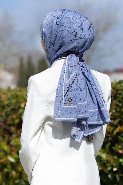 Vissona Γυναικείο πολυτελές μεταξωτό σάλι Medina Baby Blue