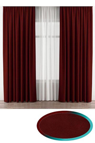 İ.D İpek Dokuma Burgundy Velvety Fabric Extrafor Drawstring 1st Class Quality Single Wing Background Curtain