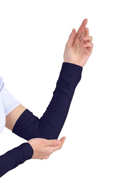 Ecardin Navy Blue Practical Hijab Χτενισμένο Βαμβακερό Μανίκι Προσευχής - Μανίκι