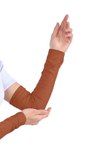 Ecardin Practical Hijab Combed Cotton Sleeves - Brick Color Plain Prayer Sleeves