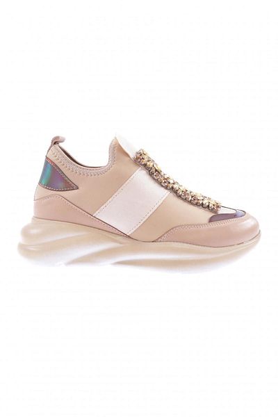 DGN 222-23y Damen Nude Farbe Kristall Stein Stretch Sneakers Schuhe