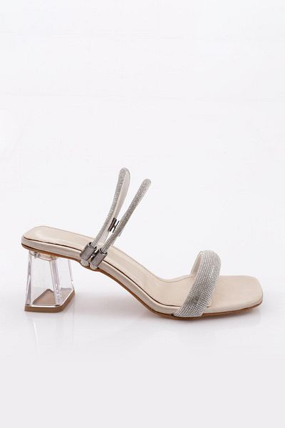 DGN Transparente Sandalen mit Absatz und quadratischer Zehenpartie für Damen Modell 901