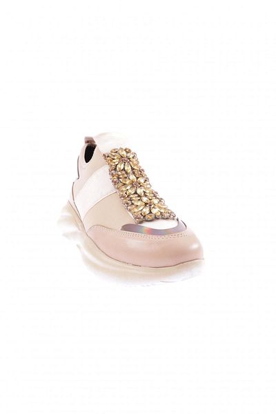 DGN 222-23y Damen Nude Farbe Kristall Stein Stretch Sneakers Schuhe