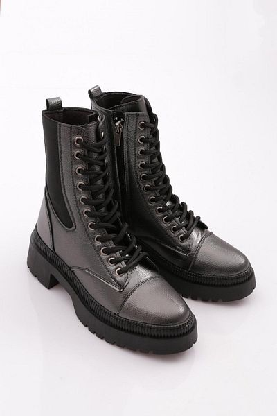 DGN Women's Stretch Detailed Boots Platinum Caviar 211013121027