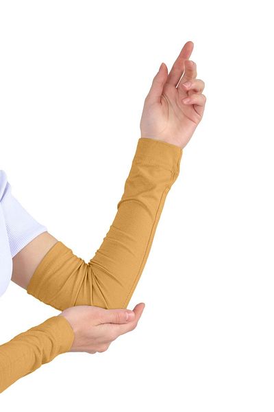 Ecardin Mustard Colored Practical Hijab Sleeve - Combed Plain Prayer Sleeve