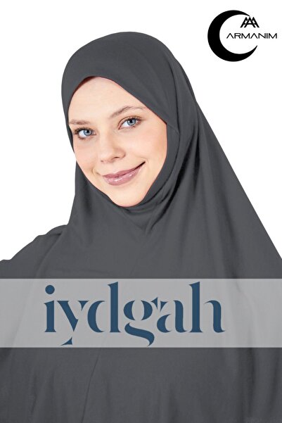 IYDGAH Anthracite Colored Ready-Made Tactical Practical Headscarf - Easy-To-Use Hijab and Prayer Cover (XXL)