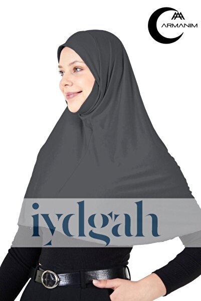 IYDGAH Anthracite Colored Ready-Made Tactical Practical Headscarf - Easy-To-Use Hijab and Prayer Cover (XXL)