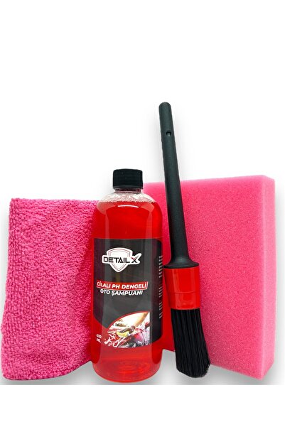 DetailX Cilalı Kostiksiz Ph Dengeli Şampuan Mikrofiber Bez Sünger Detay Fırça...