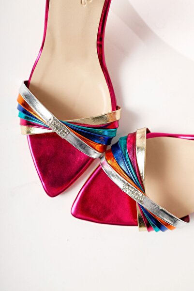 Limoya Manya Fuchsia Cross-Strapped Heeled Women's Sandals Opportunity Product