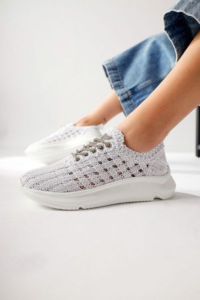 Limoya Pantofi sport pentru femei Melisia White Stone tricotat cu detalii