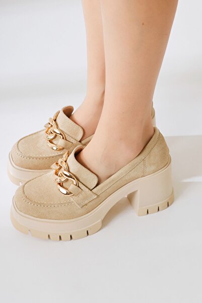 Limoya Chanpen Bej Süet Toka Detaylı Platformlu Kadın Günlük Ayakkabı