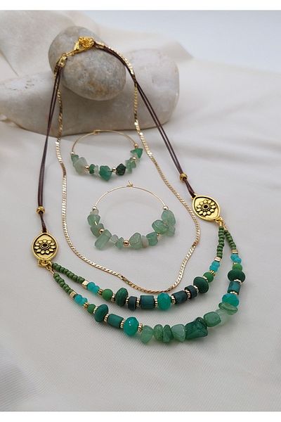 takitokaciniz Natural Stone Necklace Earrings Set