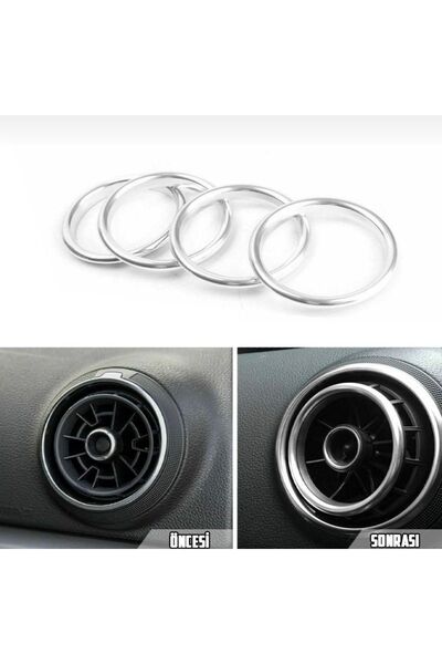 YıldızTuning Audi A3 Air Conditioning Vent Ring Silver Gray Color 2013-2017