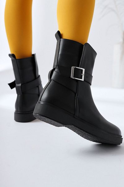 Limoya Γυναικείες μπότες Behnoush Black Oval Toe με λεπτομέρεια αγκράφα, γυναικεία μποτάκια